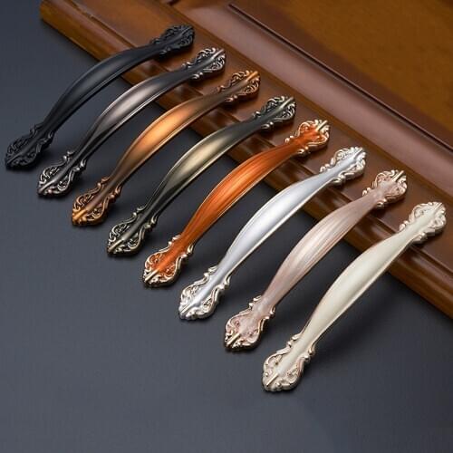 Kitchen Pull Door Handle Black Antique Bronze Coffee White Amber Metal Zinc Cupboard Cabinet Drawer Wardrobe Knob Hardware Sale