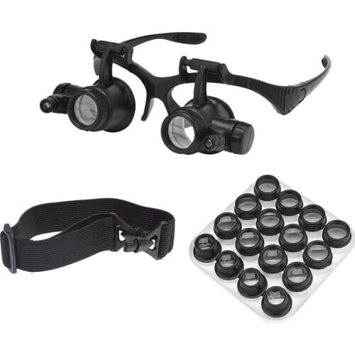 2.5X 4X 6X 8X 10X 15X 20X 25X Double Eye Loupe Head Wearing Head-Mounted Repair Jeweler Watch Clock Magnifier