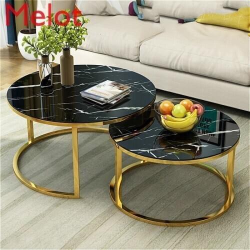 Fashionable Modern Simple Circle and Creative Small Living Room Sofa Table Home Tempered Glass Iron Light Luxury Tea Table