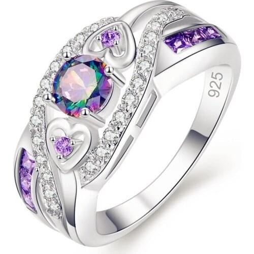 Mens Luxury Shiny Heart Shaped Crystal Stone Ring Multi-Size Party Womens Engagement Jewelry Birthday Gift Wholesale Gothic