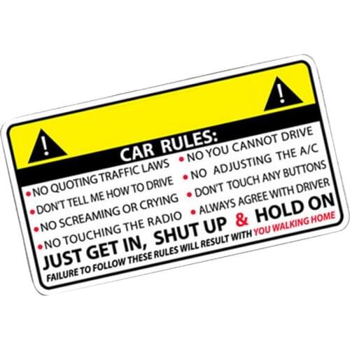 10x6cm Car Sticker Decal Safety Warning Rules Decal Car Auto Window Adhesive Vinyl Decals Reflective Safety Rules Stickers