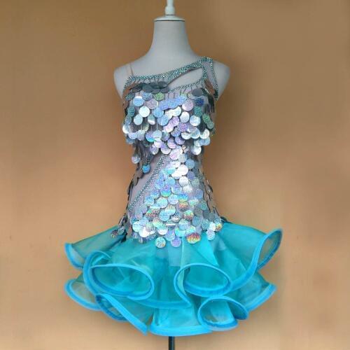 New latin dance costumes senior sexy sequins spandex latin dance dress for women and child latin dance competition dresses