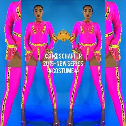 New design nightclub female fluorescent series PVC models ballroom costume dance team suit party girl sexy lady clothes outfit