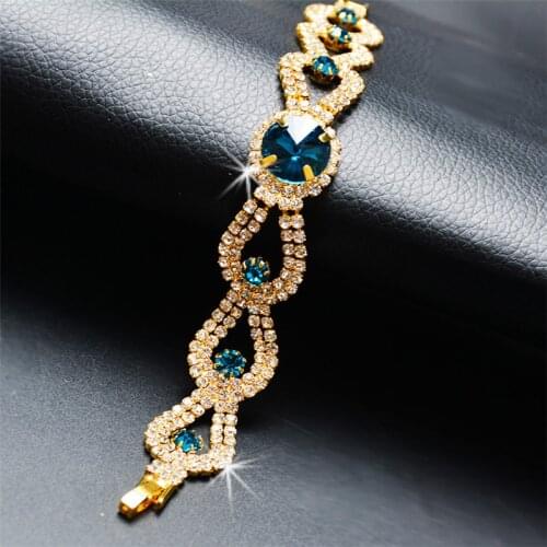 New Fashion Luxury Elegant Drop Water Bracelet Peacock Blue Buckle Bracelets Crystal For Jewelry Women Birthday Gift