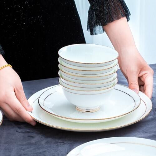 Separately plate and bowl jingdezhen ceramics chinese dishes посуда Soup Bowl 3 piece 8 flat plate and 3 pcs 10 inch plate