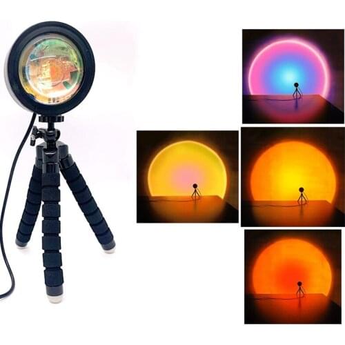 Sunset Projection Lamp Rainbow Atmosphere Led Light Inndoor Decor Nightlight USB Fill Light for Bedroom Room