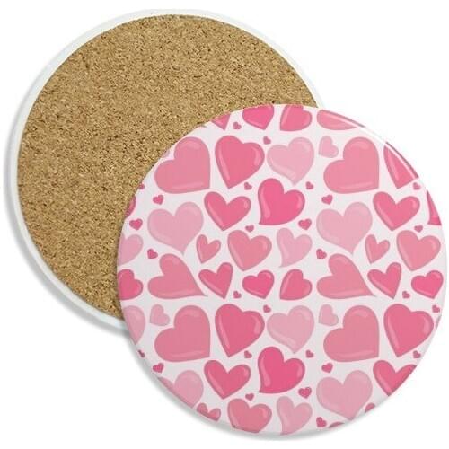 Pink Cute Heart Valentines Day Stone Drink Ceramics Coasters for Mug Cup Gift 2pcs