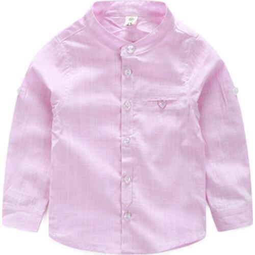Toddler boy shirt long sleeve woven cotton 100% LS151202B solid pink