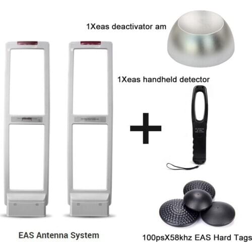 EAS system security door am alarm with hard Labels tags & Deactivator & Handheld Frequency Tester high sensitive