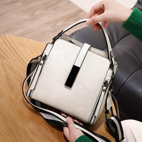 Bags Women Leisure Crossbody Handbag Cow Split Leather Vintage Square Bucket Bag Fashion Shoulder Tote Handbags Messenger Bag