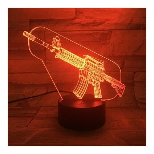 Gun Night Light LED 3D Illusion Nightlight Acrylic Table Lamp Party Room Decor Atmosphere Cool Gift for Kids Boys APP Control