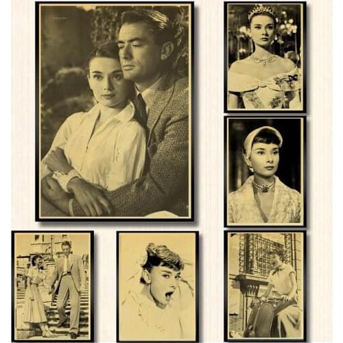 Movie Roman Holiday Audrey Hepburn poster retro kraft wallpaper vintage poster bedroom decorative