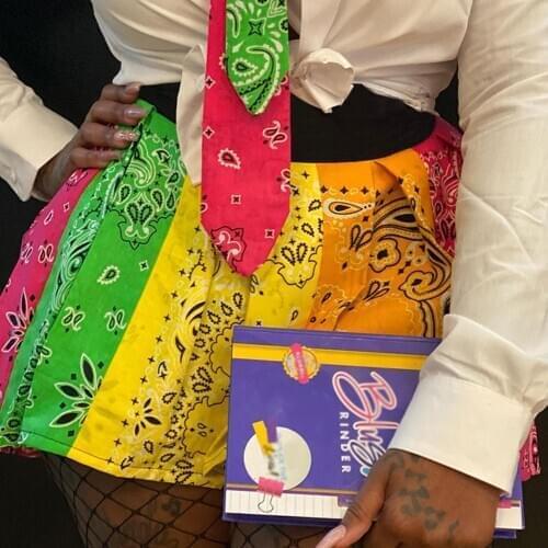 Harajuku Women Paisley Pleated Skirts Dance High Waist Girls School Mini Skirt Cosplay Female A Line Cashew Printed Skirts Y2k