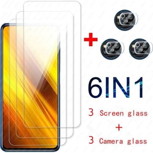 6 in 1 Camera Tempered Glass For Xiaomi Poco X3 Pro F3 X3 NFC Mi Poxo Poko Pocophone M3 Pro 5G Screen Protector Protective Film