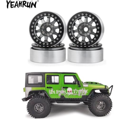 YEAHRUN 1/2/4 pcs 1.9inch Aluminum Alloy Beadlock Wheel Rims For 1/10 Axial SCX10 90046 Traxxas TRX4 RC Crawler Car Parts