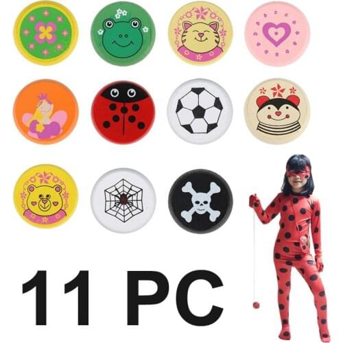 11PC/Set Cute Animal Prints Wooden Yoyo Toys Ladybug Toys Kids Yo-Yo Creative Yo Yo Toys For Children Children Yoyo Ball G0149