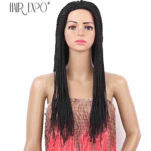 2X Twist Braids Wig Nature Black Long Synthetic Hair Wigs for Africa Women 22inch Hair Expo City
