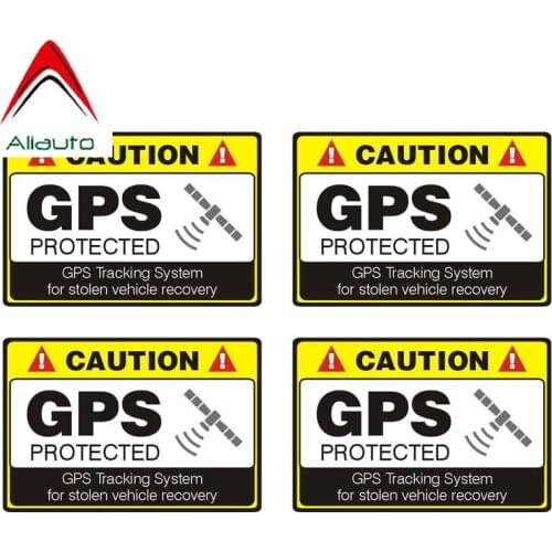 Aliauto 4 X Caution Reflective Car Sticker Gps Protected Accessories Water Proof PVC Decal for Motorcycle Nissan Suzuki,12cm*8cm