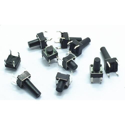 Free shipping 70pc Horizontal Button Switch kit 6*6*4.3/5/6/7/8/9/10 Micro Touch Button Tactile Switches Package 7Type*10pc