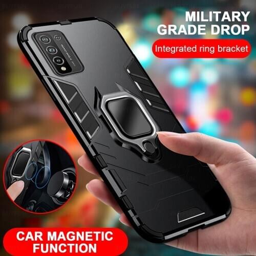 Armor shockproof protective ring coque for honor 10x lite case pc hard bumper magnetic holder covers on honer 10 x x10 light