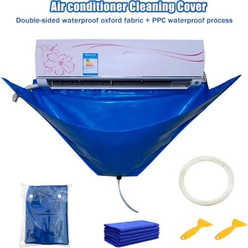 Oxford Fabric Air Conditioner Cleaning Cover With Water Pipe Double-sided Waterproof Cleaning Dust Protection Cleaning Cover