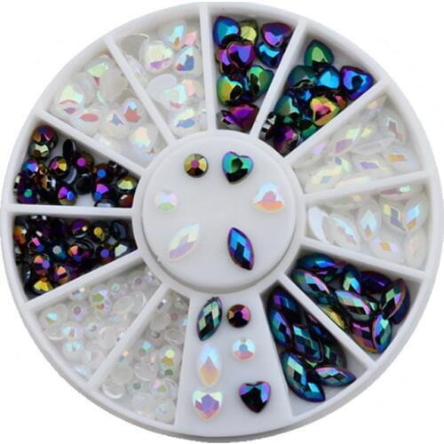 HOT DIY nail art decorations Wheel jelly LOVE black AB Acrylic Nail Glitter Rhinestones