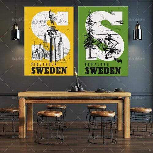 Stockholm Sweden Travel Poster par Anders Beckman 1946 | Mur d’art scandinave | affiche vintage | Affiches des années 40