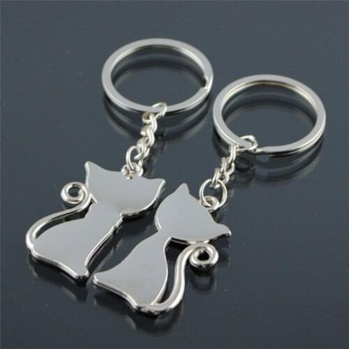 Alloy Enamel Auto Ring For Car Auto Key Chain Cat Keychain Valentines Day Gift For Couple Lovers