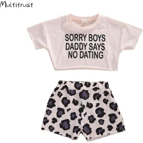 Toddler Girl Clothes 2020 Summer Casual Animal Leopard Printed O-Neck Short Sleeve Elastic Waist T-Shirts+Shorts 2pc Sets 1-5Y