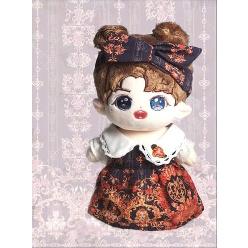 Free Shiping 4pcs Set 15cm 20cm Plush Dolls Clothes Outfit Lolita Dress Skirt Headband Shoes For Kpop BangtanBoy EXO Idol Dolls
