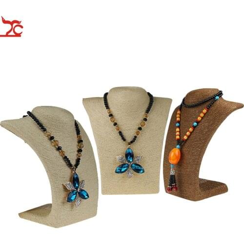 Retro L Shape Chain Necklace Jewelry Organizer Bust Stand Hemp Rope Jewelry Display Mannequin Bust Stand Shelf Holder
