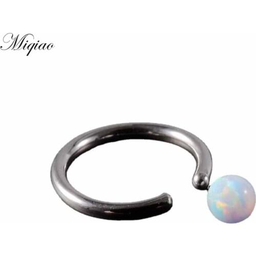 Miqiao 1pcs Simple and Sweet White Opal Straight Rod Bent Rod Multifunctional Ear Bone Ring Nose Ring Piercing Jewelry