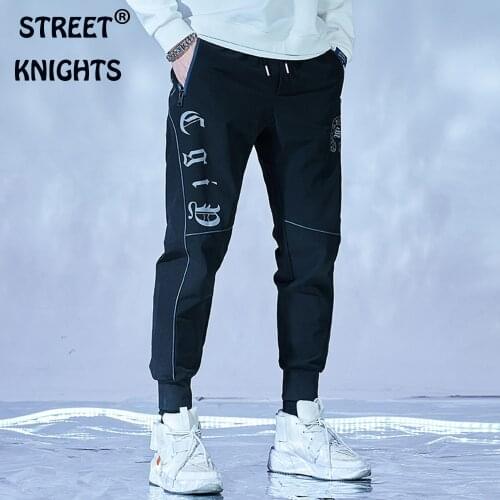 Mens 2021 Summer New Casual Hipster Loose Casual Trousers With Colorful Reflective Printing Men 90% Polyester Street Trousers
