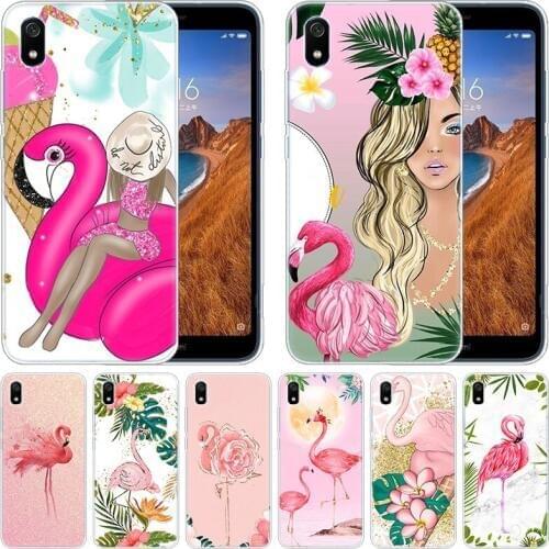 Soft Case Cartoon cute pink flamingo luxury girl for Xiaomi Redmi K20 Pro 7 7A 6 6A 4X 5 Plus S2 GO Note 8 7 6 5 Pro 4