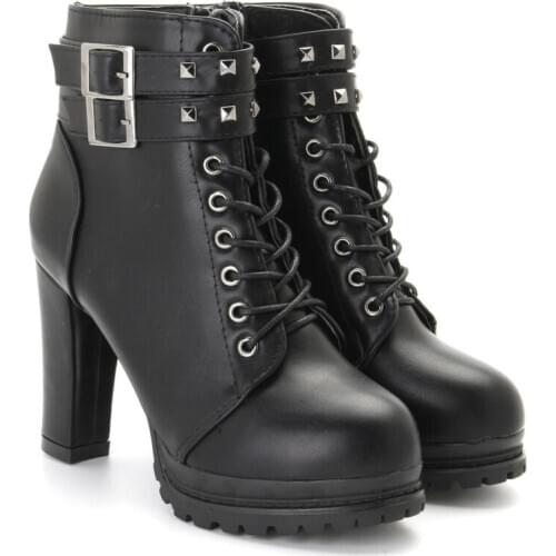 New Women Shoes Platform Ankle Boots High Block Heel Chunky Gothic New Autumn Winter Boots Martin Boots