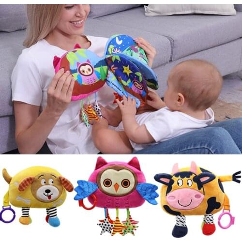 New Cloth Books Animal Doll Style Cow/Owl/Dog Newborn Baby Toys Learning Educational Cute Infant Baby Fabric Book Toy Kids Gifts