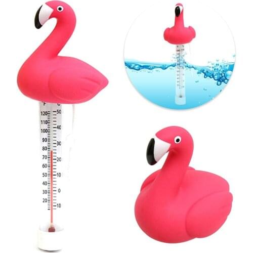 Floating Pool Thermometer Water Thermometer With String Durable Cartoon Flamingo Thermometer For Swimming Pool Spa Bathtub