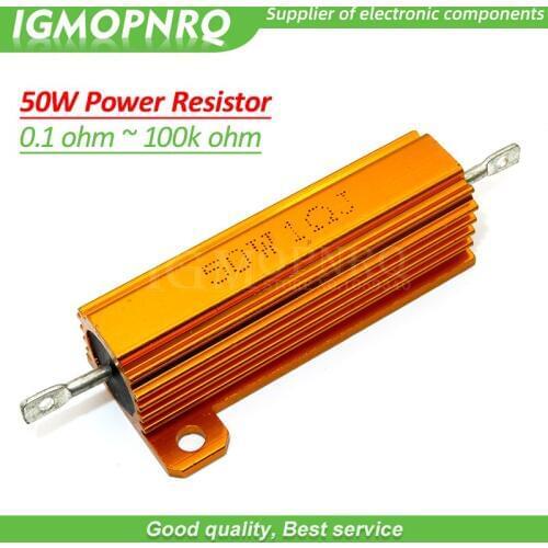 50W Resistor Aluminum Power Metal Shell Case Wirewound Resistor 0.01 ~ 100K 2 6 8 10 20 100 150 200 300 500 1K 10K ohm