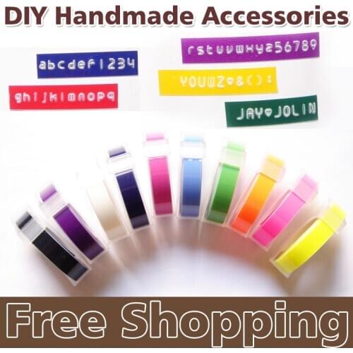 5PCS PVC hard tape self adhesive 9mm DIY handmade accessories,tags labels scrapbooking tape writer embossing sticker label maker