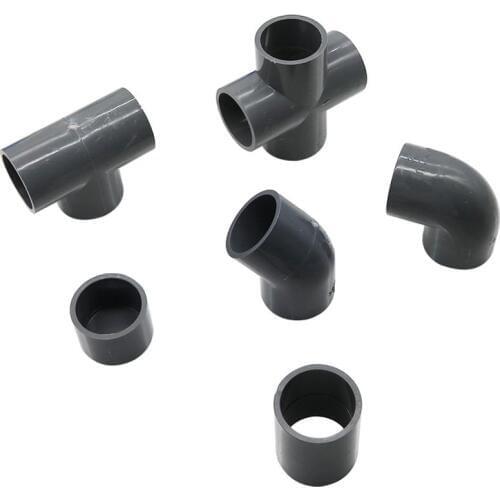 Grey PVC Pipe Connector Inner Diameter 20mm Pipe Connector Garden Water Pipe Joint Adapter Elbow Straight Cross Tee Couplings