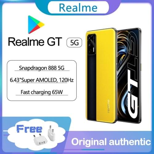 Original Realme GT 5G smart phone 120Hz 6.43'' Super AMOLED Screen Snapdragon 888 Glass Body 4500mAh 65W Super Charge googlePlay