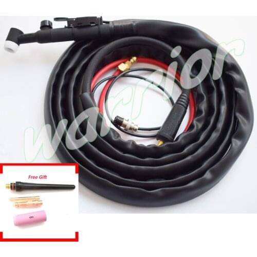 TIG Welding WP 17V Torch Complete 4 Meters With Gas Control Valve On Handle Gas and Electricity Seperated