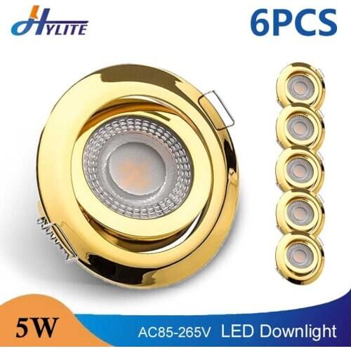 6PCS Ultra Thin LED Downlight 3-Step Dimmable 5W Recessed Warm Cold WhiteCeiling Spot Lamp Indoor Bedroom Kitchen AC 85V-265V