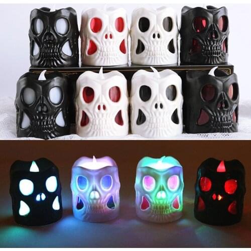 Halloween Candle Light LED Colorful Candlestick Table Top Decoration Skull Party Happy Halloween Party Decor For Home 2021