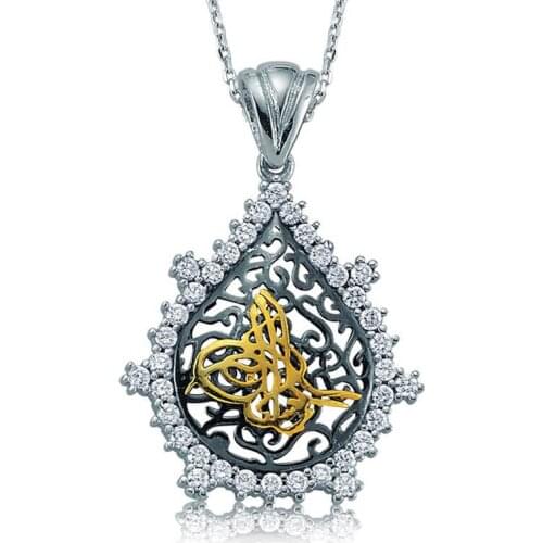 Tevuli 925 Sterling Silver Cubic Zirconia Tuğra Lady Necklace