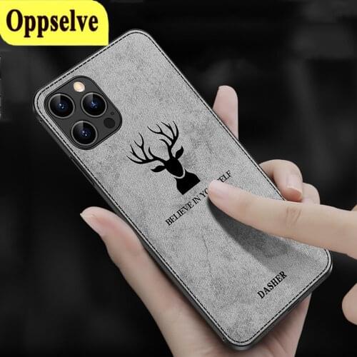 For iPhone 13 12 Mini 11 Pro Max Fabric Case Deer Cloth Distressed Soft Frame Fabric Capa For iPhone XS Max XR X 8 7 6 S Plus