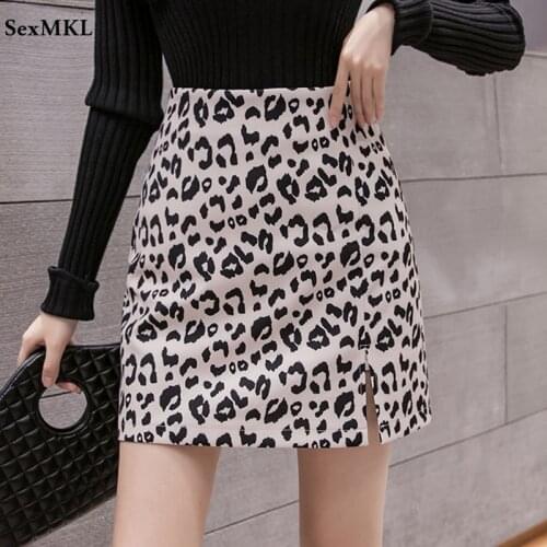 Women A Line Harajuku Skirt 2021 Fashion Leopard Printed Sexy Mini Skirts Korean Y2k Slim High Waist Bodycon Corset Kawaii Skirt