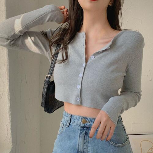 Women Slimming Machine Short Top Cardigan Spring Summer Long Sleeve Knitted Short Sleeve Tops