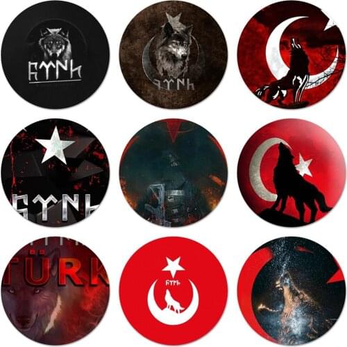 Turkey Wolf Retrospective Icons Pins Badge Decoration Brooches Metal Badges For Backpack Decoration 58mm