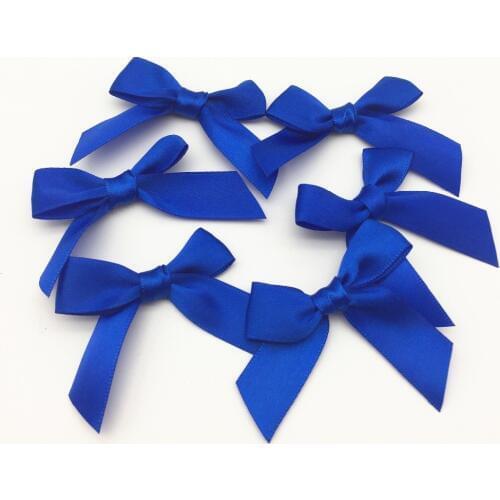 100pcs Royal Blue Satin Ribbon Bows Decorative Bow Ties For Doll Hair Accessories Wedding Cardmaking Embellishments